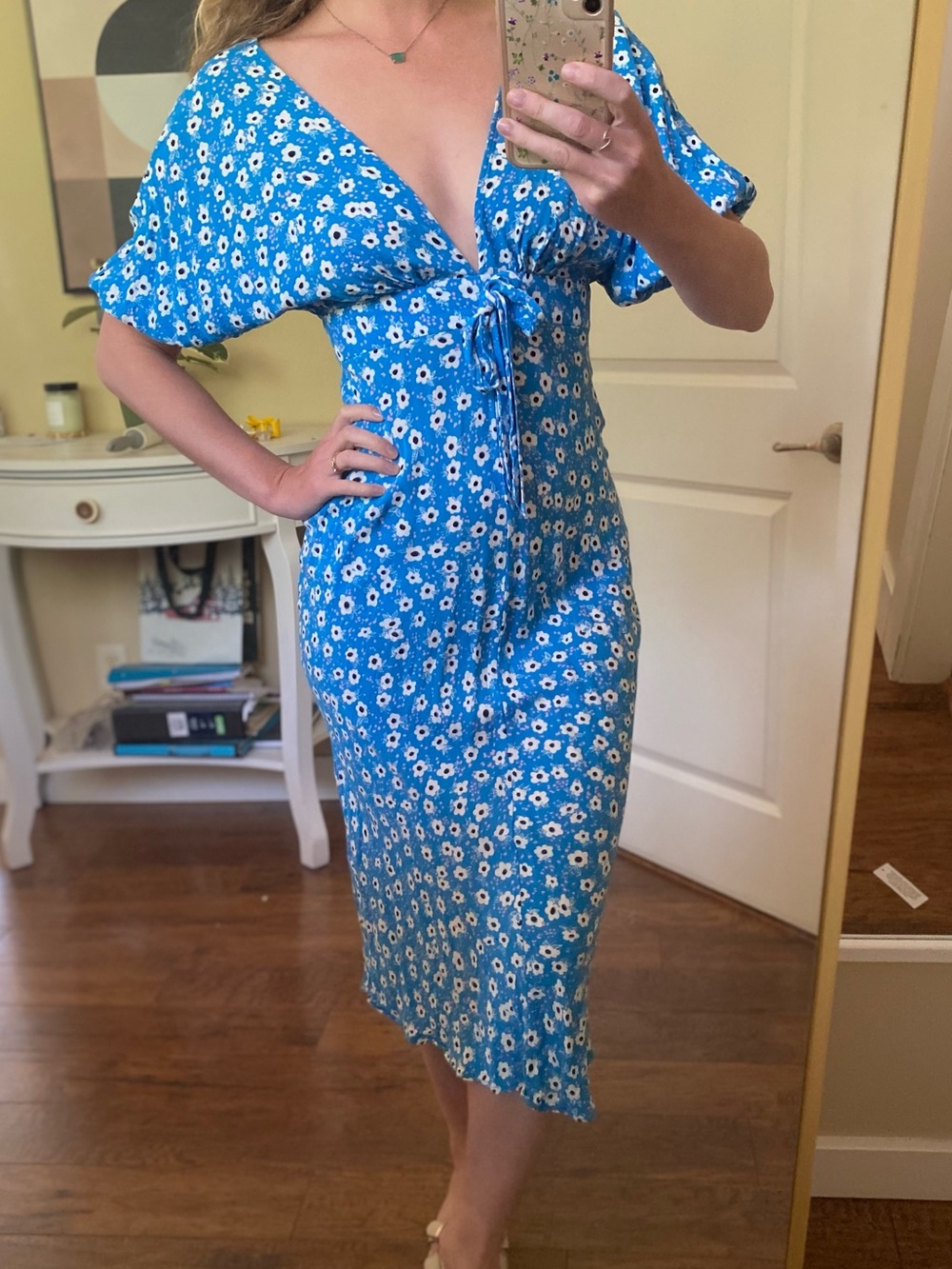 ASOS blue and white long floral dress size 4